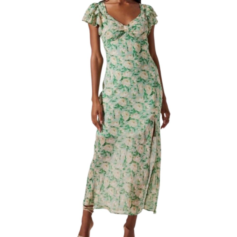 Astr the Label NWT Maisy Green Floral Midi Dress Size M -$148